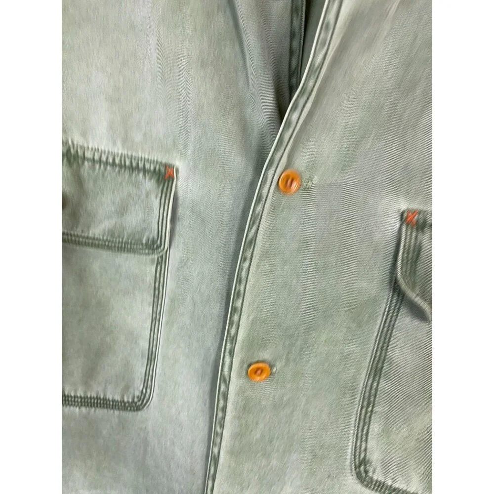 Ryan Michael Men Silk Blend Green Button Up Shirt Size Large Long Sleeve Western - Picture 11 of 16